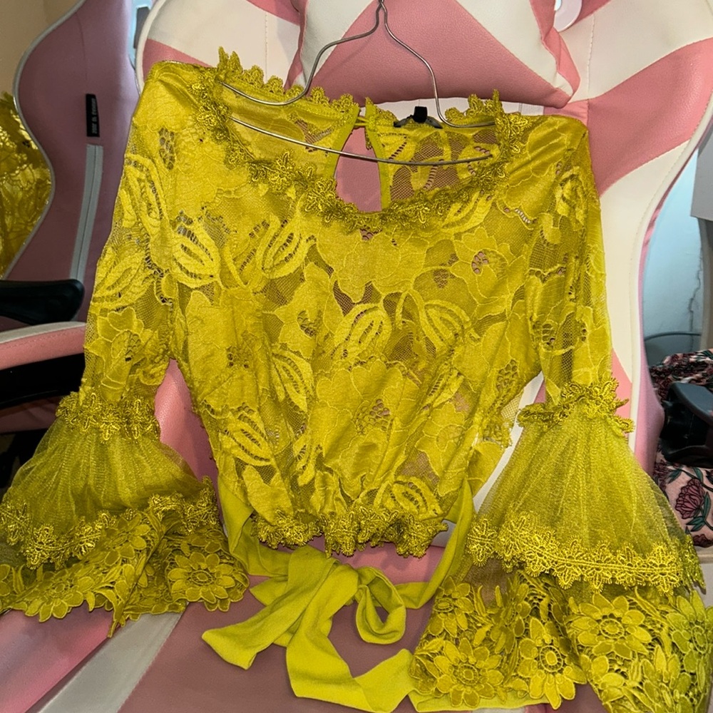 Valentine yellow mesh long sleeve